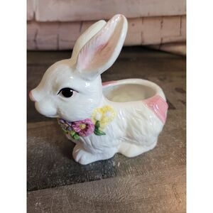 Ceramic Easter AS IS bunny rabbit container decor figure